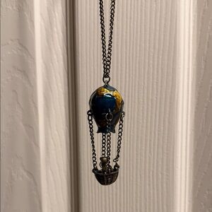 Blue and Gold Hot Air Balloon Pendant Necklace
